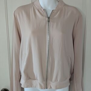 Forever 21 Light Pink Lightweight Spring Jacket Full Zipper, Front Pockets, L